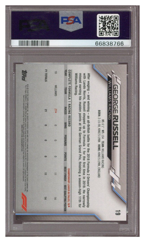2020 Topps Chrome George Russell Sapphire F1 Rookie Variation PSA 10