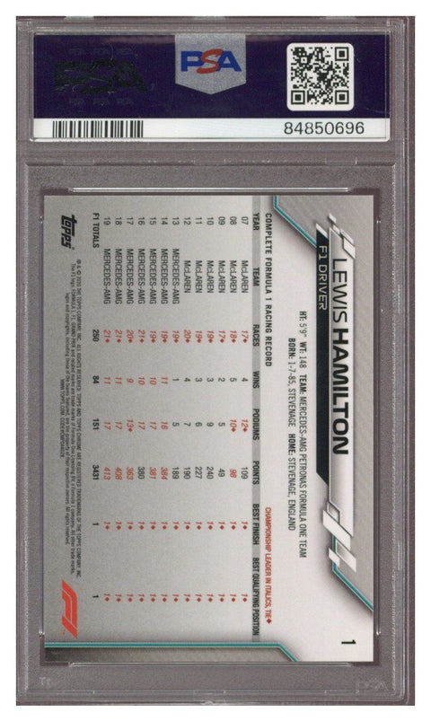 2020 Topps Chrome F1 Lewis Hamilton #1 PSA 10