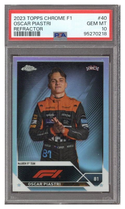 2023 TOPPS CHROME F1 #40 OSCAR PIASTRI REFRACTOR PSA 10