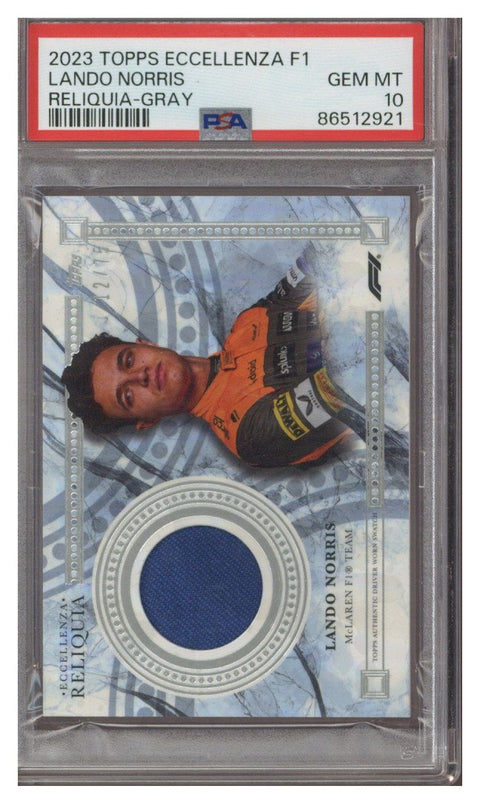 2023 Topps Eccellenza F1 Reliqua-Gray Lando Norris 12/75 PSA 10