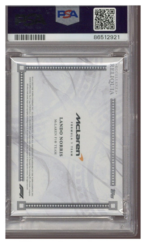 2023 Topps Eccellenza F1 Reliqua-Gray Lando Norris 12/75 PSA 10