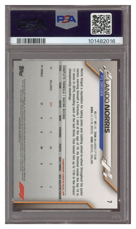 2020 Topps Chrome F1 Lando Norris Sapphire RC PSA 10 (101482016)
