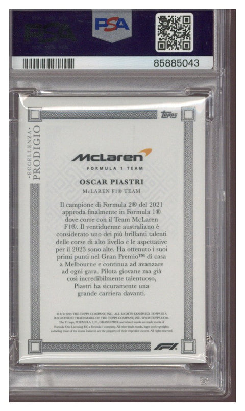 2023 TOPPS ECCELLENZA F1 OSCAR PIASTRI PRODIGIO PSA 10