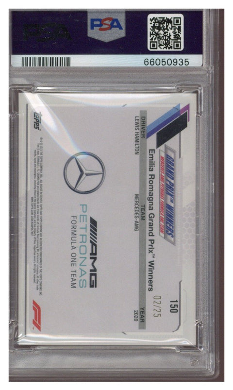 2021 Topps Chrome F1 Lewis Hamilton Orange Checker Flag Refractor #2/25 PSA 10