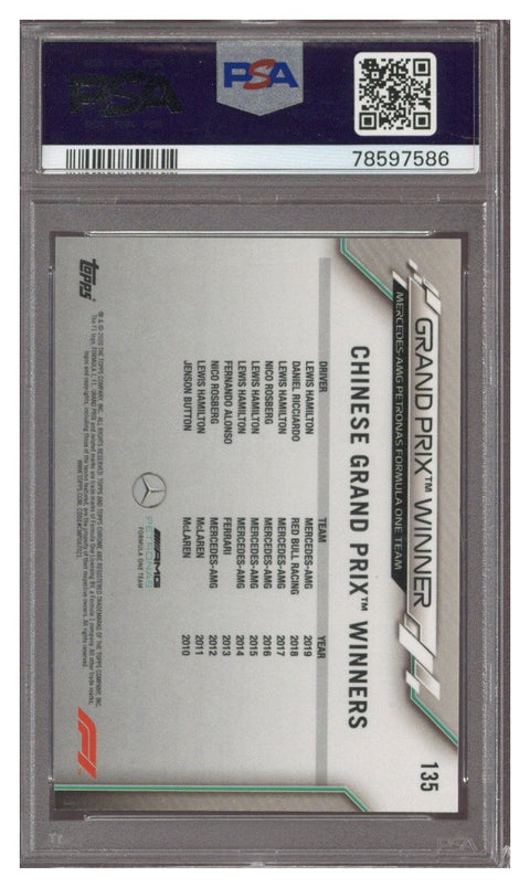 2020 Topps Chrome Sapphire F1 Lewis Hamilton #135 PSA 10
