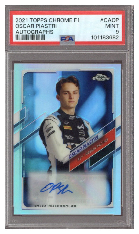 2021 Topps Chrome F1 Oscar Piastri F1 Auto 163/400 PSA 9