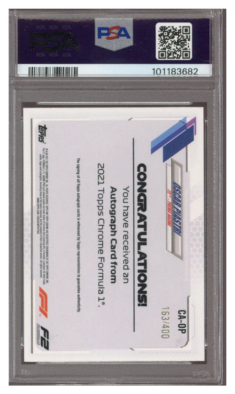 2021 Topps Chrome F1 Oscar Piastri F1 Auto 163/400 PSA 9