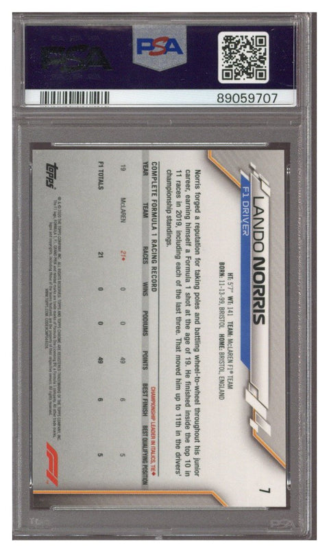 2020 Topps Chrome F1 Lando Norris Refractor 70th Anniversary Gold RC #7 PSA 9