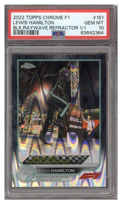 2022 Topps Chrome F1 Lewis Hamilton Black Raywave #1/1 #151 PSA 10