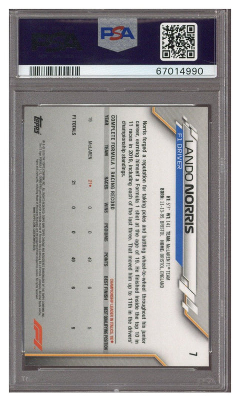 2020 Topps Chrome F1 Racers Lando Norris #7 PSA 10 RC