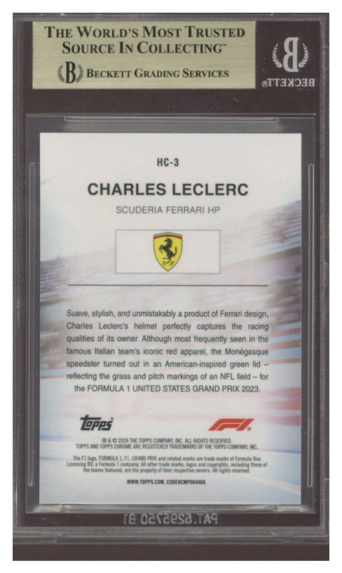 CHARLES LECLERC 2024 Topps Chrome F1 Sapphire GOLD Helmet 41/50 BGS 9.5
