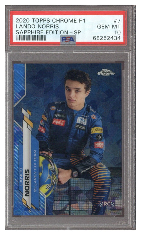 2020 Topps Chrome Sapphire F1 Lando Norris RC #7 PSA 10