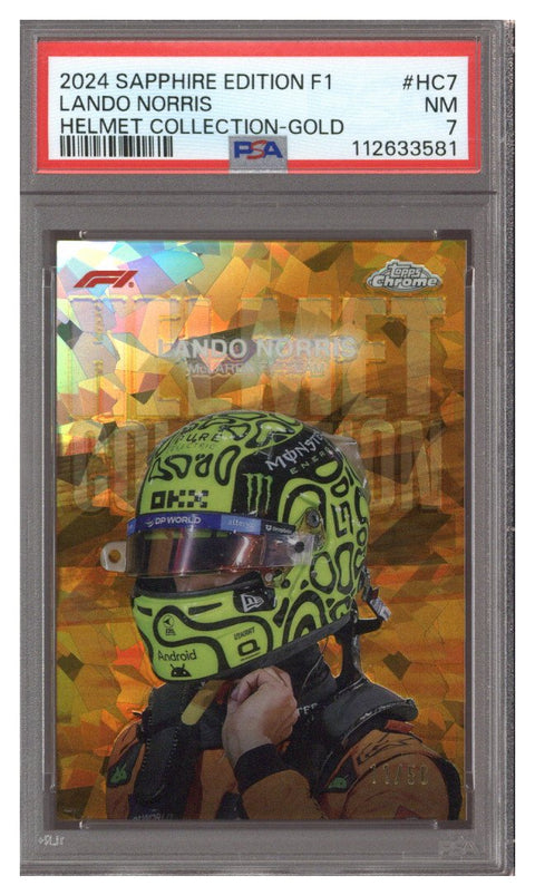 2024 TOPPS CHROME F1 SAPPHIRE ED HELMET COLL LANDO NORRIS 11/50 PSA 7