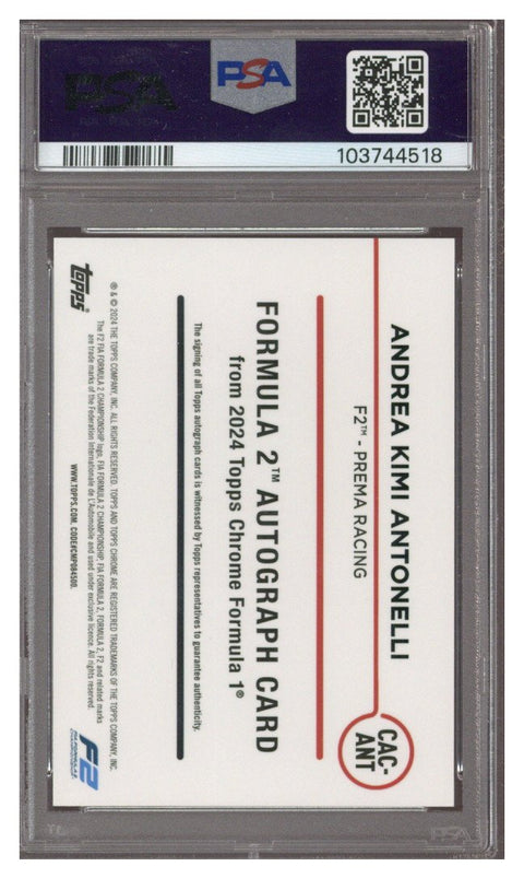 2024 Topps Chrome Formula 1 Refractor Andrea Kimi Antonelli Auto #CAC-ANT PSA 10