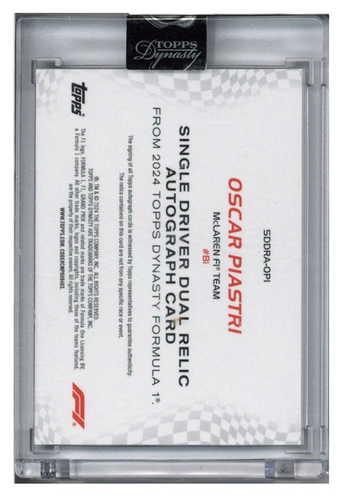 2024 Topps Dynasty Formula 1 Dual Oscar Piastri PATCH AUTO /10 #SDDRA-OPI