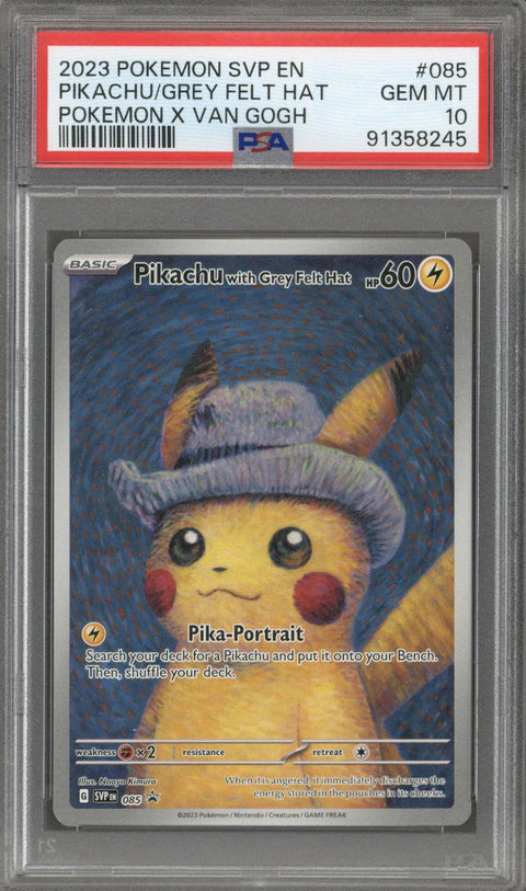 2023 Pokemon Black Star Promo Pokemon X Van Gogh Pikachu With Grey Felt Hat #085 PSA 10