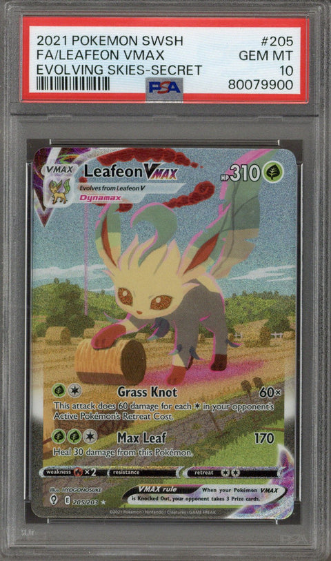 2021 Pokemon SWSH FA/Leafeon VMAX Evolving Skies-Secret PSA 10