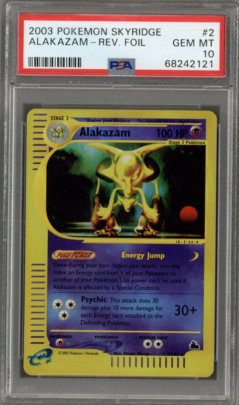2003 Pokemon Skyridge Reverse Holo Alakazam #2 PSA 10