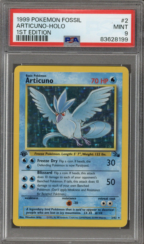 1999 Pokemon Fossil 1st Edition Holo Articuno #2 PSA 9