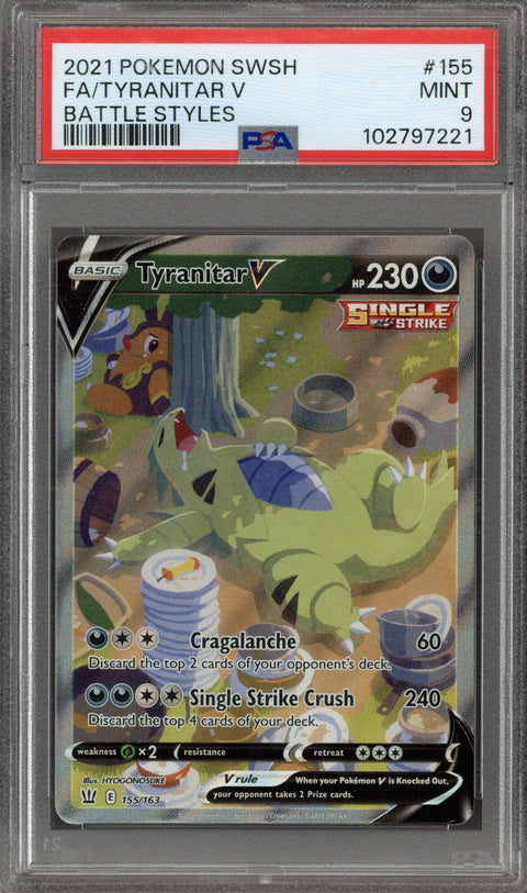 2021 Pokemon Sword and Shield Battle Styles Tyranitar V #155 PSA 9