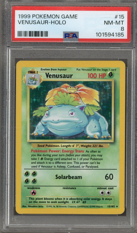 1999 Pokemon Base Set Holo Venusaur #15 PSA 8 B
