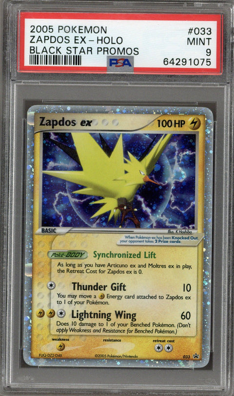 2005 Pokemon Black Star Promo Holo Zapdos Ex #033 PSA 9