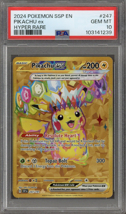 2024 Pokemon Surging Sparks Hyper Rare Pikachu Ex #247 PSA 10
