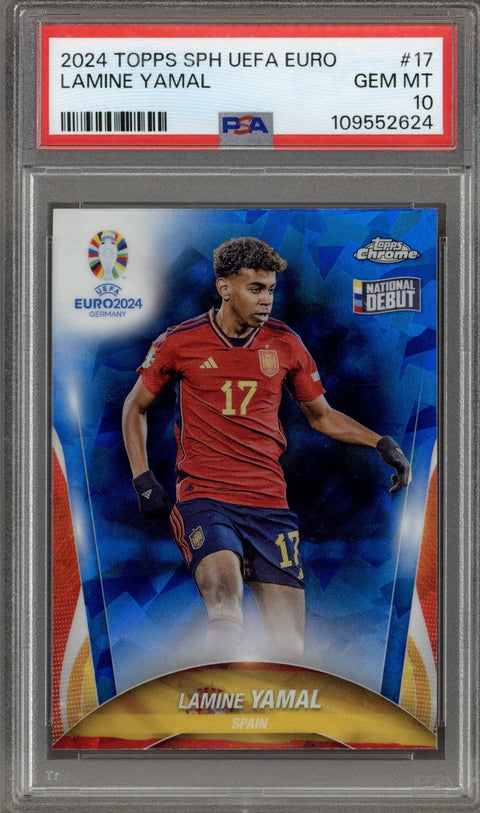 2024 TOPPS CHROME SAPPHIRE UEFA EURO #17 LAMINE YAMAL PSA 10