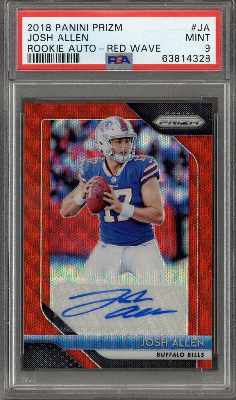 2018 Panini Red Wave Prizm Josh Allen RC Rookie AUTO 90/199 PSA 9