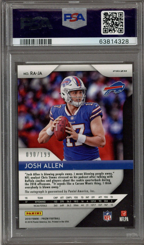 2018 Panini Red Wave Prizm Josh Allen RC Rookie AUTO 90/199 PSA 9
