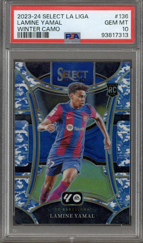 2023-24 Select LaLiga Lamine Yamal Winter Camo 18/99 RC PSA 10