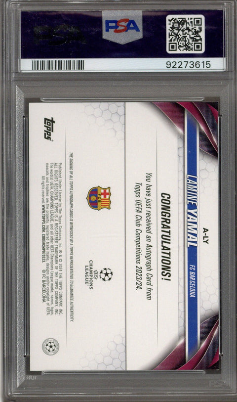 2023-24 Topps UEFA Club Competitions Lamine Yamal Auto #A-LY PSA 9