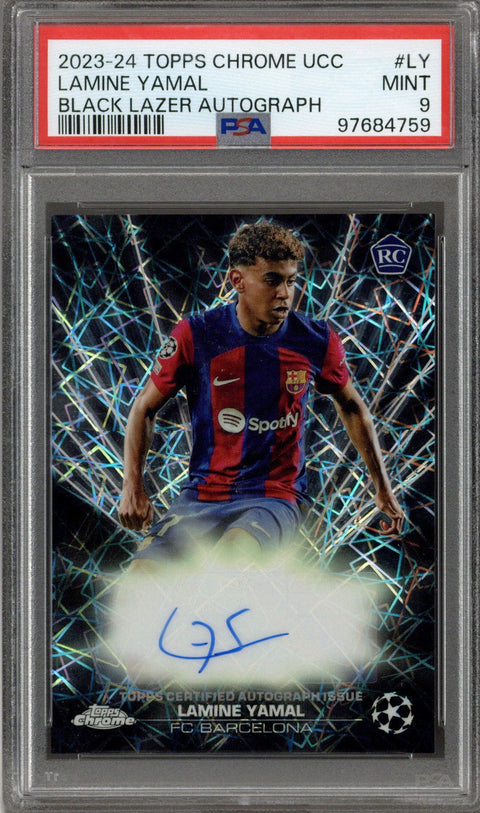 2023 Topps Chrome UEFA Lamine Yamal Black Lazer Auto #BLA-LY PSA 9