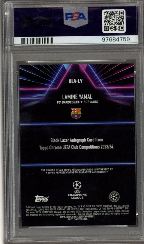 2023 Topps Chrome UEFA Lamine Yamal Black Lazer Auto #BLA-LY PSA 9