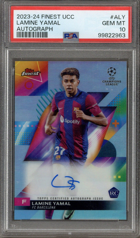 2023-24 Topps Finest UCC Soccer Lamine Yamal RC Rookie AUTO PSA 10 GEM MINT