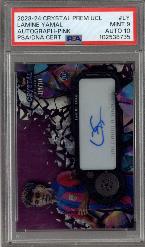 Lamine Yamal 2023-24 Topps Crystal Premium UCL RC 4/10 PSA 9 Auto 10