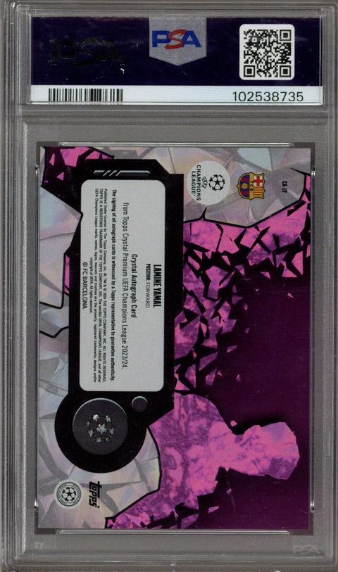 Lamine Yamal 2023-24 Topps Crystal Premium UCL RC 4/10 PSA 9 Auto 10