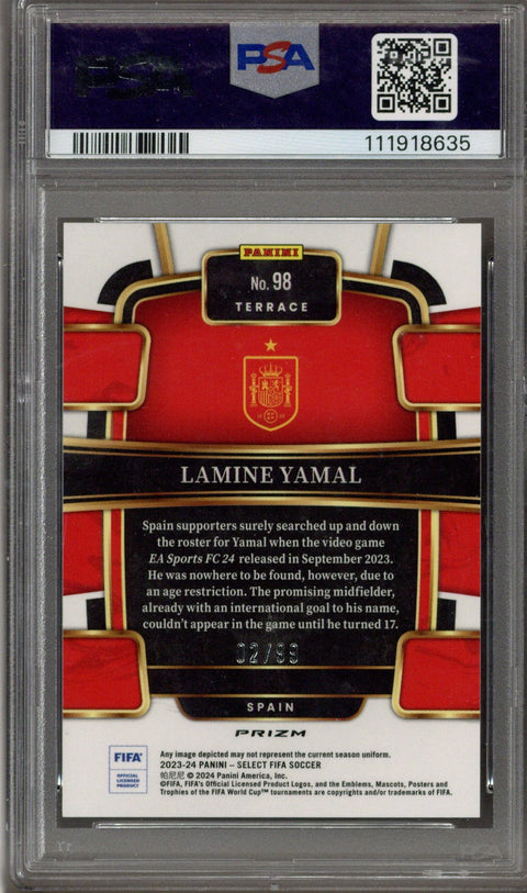 2023 Select FIFA Lamine Yamal RC Winter Camo Prizm 2/99 PSA 10