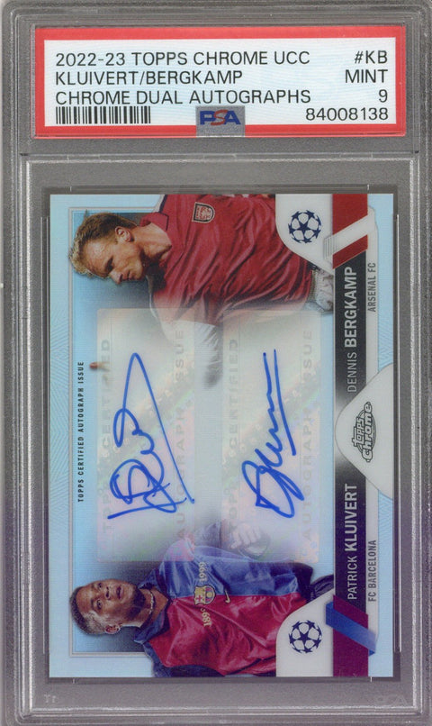 2022-2023 Topps Chrome UCC Kluivert/Bergkamp Chrome Dual Autographs #KB /99 PSA 9