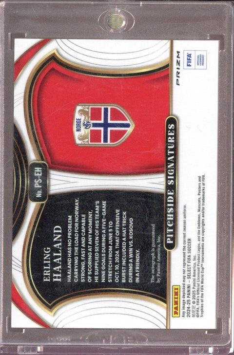 2024-2025 Panini Select FIFA Erling Haaland Pitchside Signatures AUTO Red #PS-EH