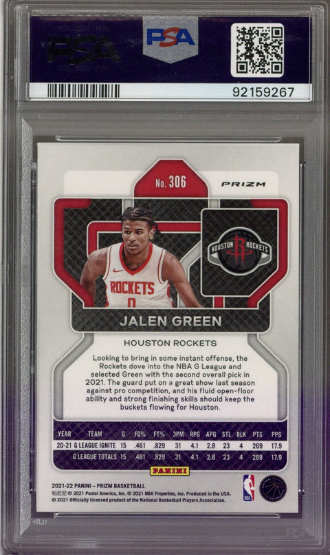 2021 Panini Prizm Jalen Green Silver Prizm #306 PSA 10