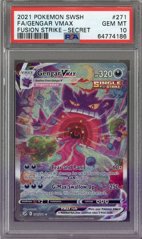 2021 Pokemon Fusion Strike Gengar VMax 271/264 PSA 10