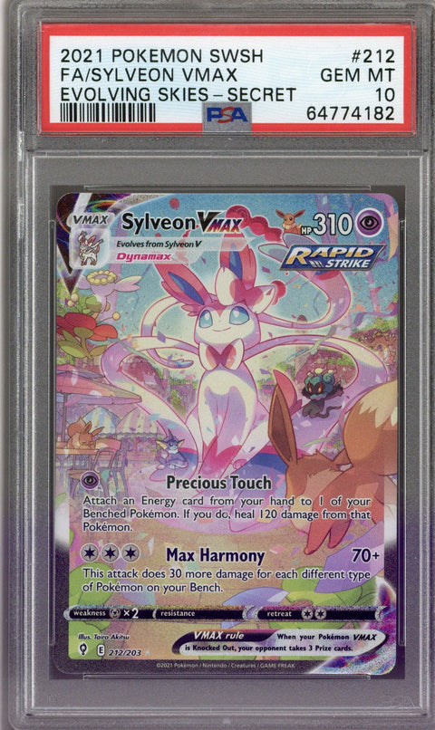 2021 Pokemon Evolving Skies Sylveon VMax Secret 212/203 PSA 10