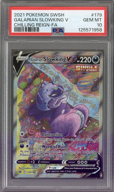 2021 Pokemon Chilling Reign Galarian Slowking V 179/198 PSA 10