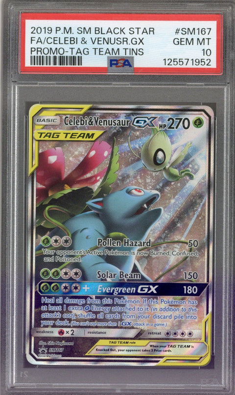 2019 Pokemon Celebi & Venusaur GX Tag Team Promo SM167 PSA 10