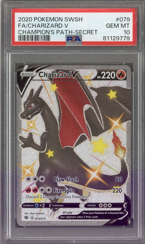 2020 Pokemon SWSH FA/Charizard V Champions Path-Secret PSA 10