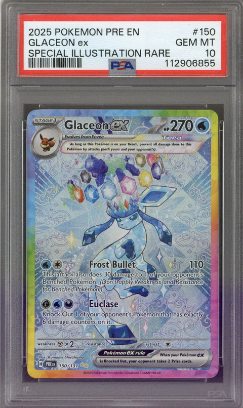 2025 Pokemon Prismatic Evolutions Glaceon ex SIR 150/131 PSA 10