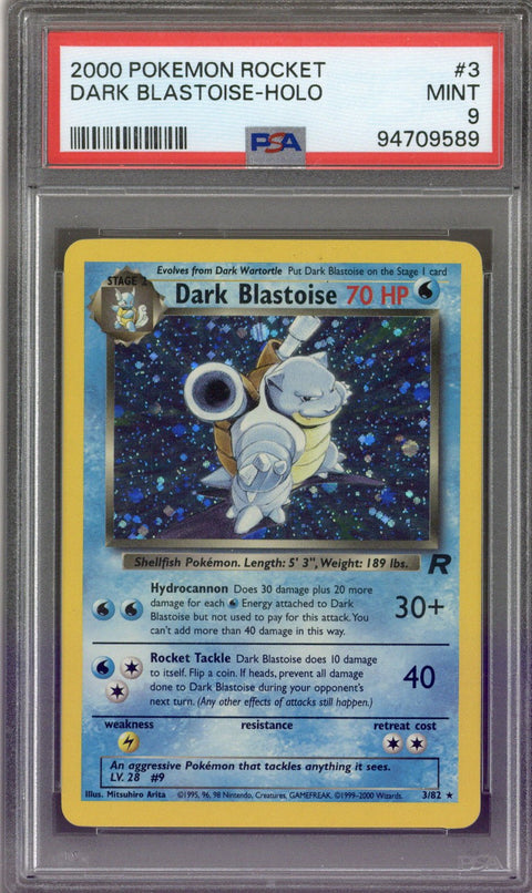 2000 Pokemon Team Rocket Holo Dark Blastoise #3 PSA 9