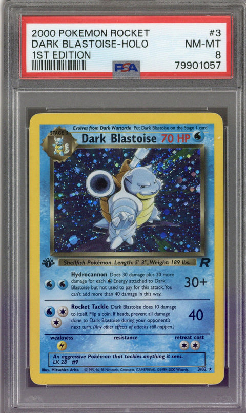2000 Pokemon Team Rocket 1st Edition Holo Rare Dark Blastoise #3 PSA 8