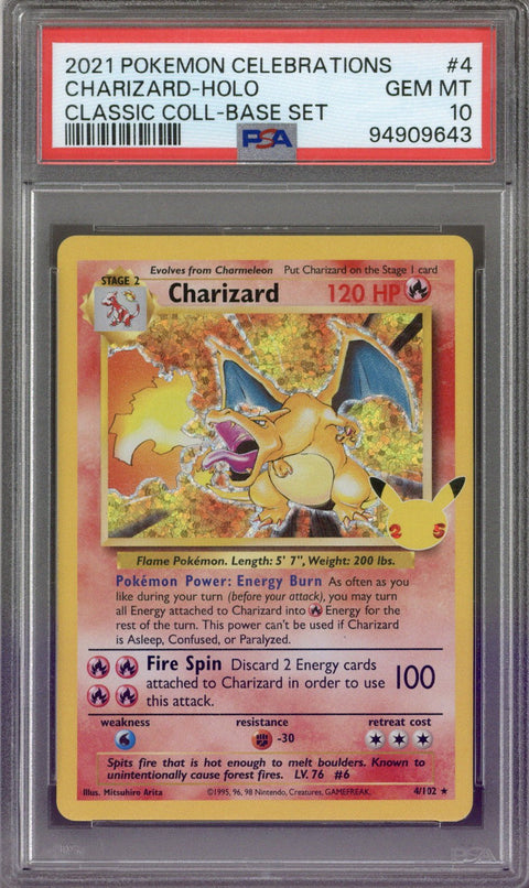 2021 Pokemon Celebrations Classic Collection Holo Charizard #4 PSA 10 A
